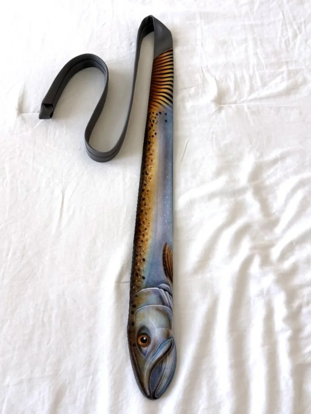 VTG 1986 Ralph Marlin King Salmon Fish Necktie Fly Fishing Novelty USA Made